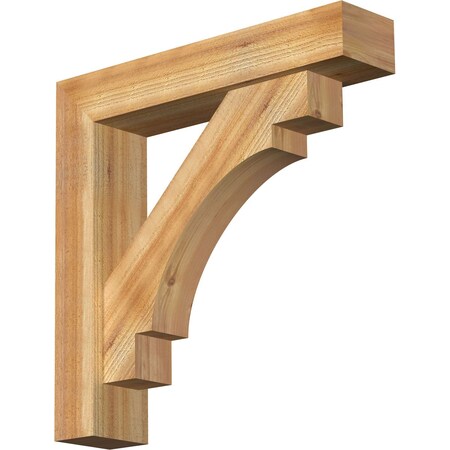 Ekena Millwork Merced Block Rough Sawn Bracket w/ Offset Brace, Western Red Cedar, 6"W x 28"D x 28"H BKT0604X28X28MRC05RWR